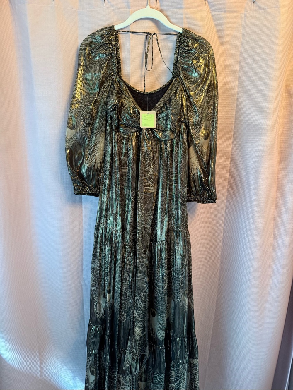 Peacock-Print Maxi Dress- Anthropologie Sample